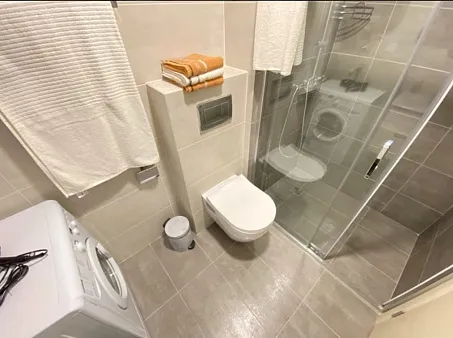 One-bedroom apartment with a jacuzzi in the living room, located in a modern building with an elevator — photo 3